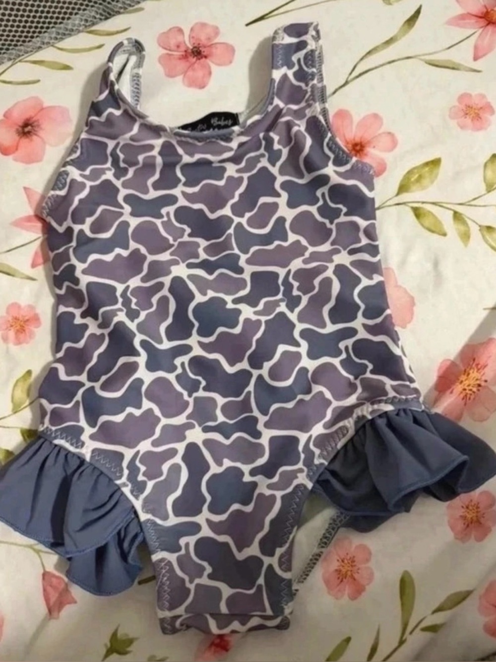 Girls' camo Patterned Ruffle One-Piece Swimsuit